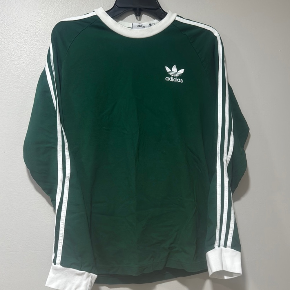Adidas Green Longsleeve with White Stripes